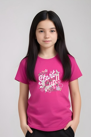 Fyk Kids Kız Çocuk Baskılı Start Up Alt-üst Pijama Takımı Fuşya