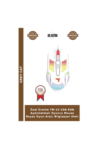 Özel Üretim Tm-15 Usb Rgb Aydınlatmalı Oyuncu Mouse Beyaz Oyun Aracı Bilgisayar Aleti