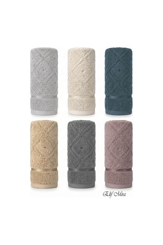 6 Lı El Yüz Havlu Seti %100 Pamuklu Kısmi Kadife Velvet Collection Antrasit