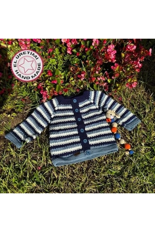 Uretti - Talia 8659 - 3394 El Örgüsü Erkek Çocuk Hırka - 2 Yaş Lacivert