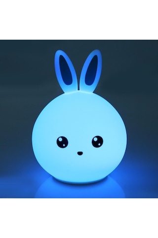 Pembe Tavşan Led Gece Lambası Çocuk Bebek Çocuk Başucu Lambası Renkli Silikon Dokunmatik Sensör Dokunun Kontrol Gece Lambası