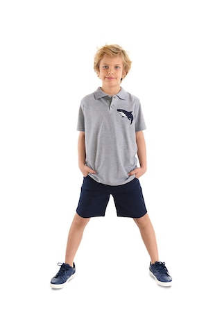 Denokids Mushi Sharrk Erkek Çocuk Polo Yaka T-shirt Şort Takım Çok Renkli