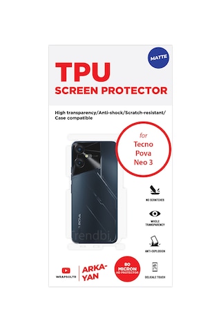 Tecno Pova Neo 3 Mat Arka Ve Yan Koruyucu Tpu Film