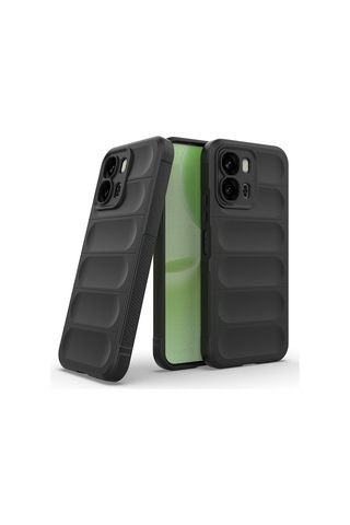 Vendas Oppo A6t Kılıf Esnek Tpu Oyuklu Arka Yüzey Tasarımlı Zore Etnik Silikon Kapak Siyah