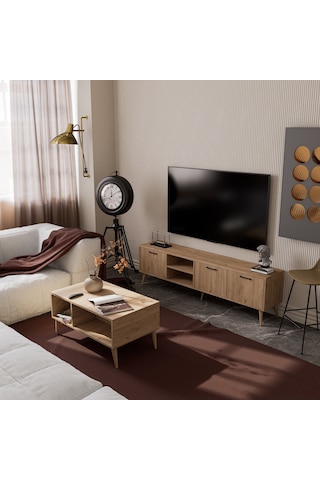 Mezza Set 1587-2076 Exxen 180 Cm Tv Ünitesi + Exxen Orta Sehpa - Sepet Rengi