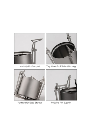 Teltree Titanyum Dış Mekan Alkol Ocağı - Ayarlanabilir Ayaklı, Sıvı/katı Kullanıma Uygun, Kamp İçin Taşınabilir Fırın + Yangın Söndürme Kapağı Çok Renkli