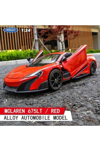Mclaren 675t Kırmızı 1/24 Ölçek Diecast Metal Model Araba Koleksiyon