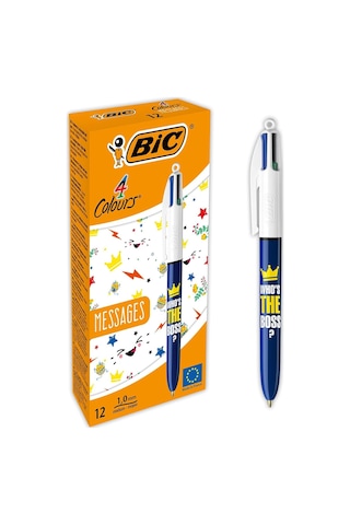Ayrex 4 Colours Message Tükenmez Kalem 12'li Kutu, 1.0mm Uç, Tek Kalemde Mavi, Kırmızı, Yeşil Ve Siyah Renkler Genel