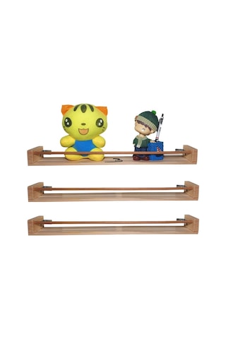 Baris-Dizayn Montessori 50Cm Dar Duvar Rafı Ahşap Kitaplık Bebek Odası Çocuk 3 Ahşap