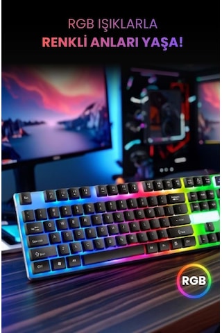 Concord C-67 Kablolu Gaming Rgb Işıklı Standart Türkçe Q Klavye & Mouse Set Optik