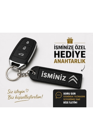 İsimli Citroen Anahtarlık , Kişiye Özel - Hediyelik İsimli Araç Logolu Anahtarlık - İsimli Citroen A