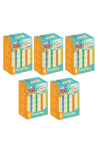 Stepy Çok Amaçlı Mercan Sünger Düz 4 Lü X 5 Paket