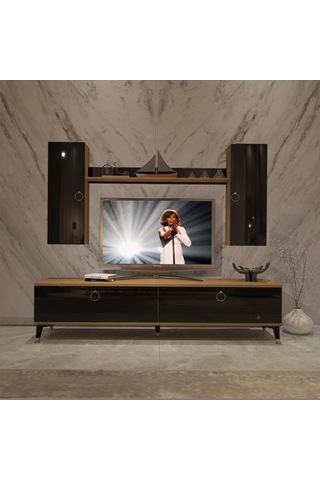 Decoraktiv Eko 7 Mdf Std Gold Tv Ünitesi Tv Sehpası Pera - Siyah