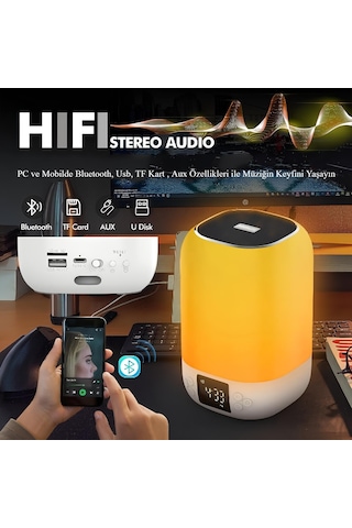 Cosmostech DY20 Mini Alarm - Saat - Uyku Modlu - RGB - Bluetooth Hoparlör