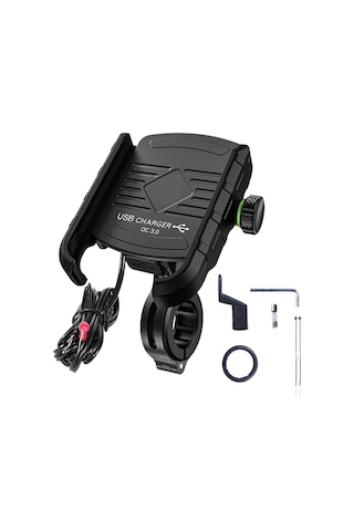 Suporte M8 Usb 3.0 Gidon ve Ayna Bağlantılı 3.5 - 7.Ö İnç Motosiklet Telefon Tutucu