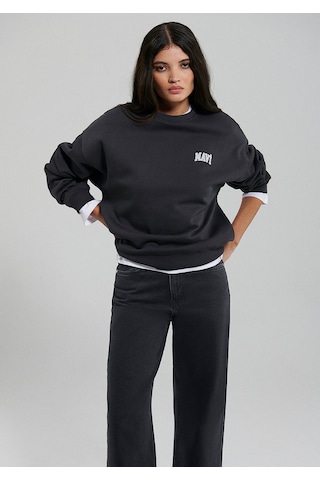 Mavi Logo Baskılı Antrasit Sweatshirt 1611600-82185 Gri