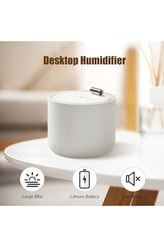Konesam Beyaz Usb Şarjlı 400ml Otomatik Kapanma Fonksiyonlu, Renkli Işık Ve Düşük Gürültülü Ev Ofis Meblisi Mebnessi
