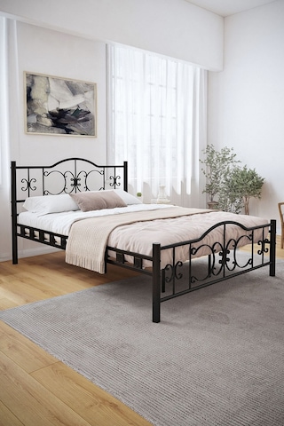 Aksviva Pero Çift Kişilik Ferforje Metal Karyola Siyah