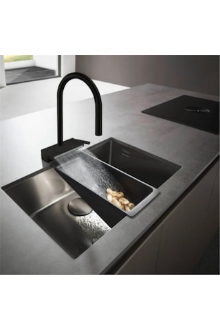 Hansgrohe Aquno Select M81 Tek Kollu Eviye Bataryası 170, Çekilebilir El Duşu, 3jet, Sbox Satin Siyah Siyah