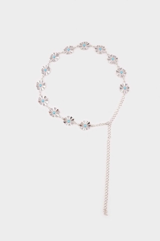 Defacto Kadın Mavi Taşlı Çiçekli Silver Bel Zinciri G0110axnssr4 Gri