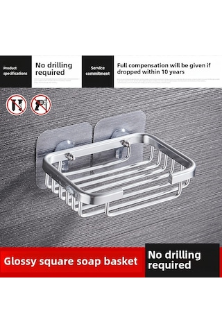 Wezone Banyo Sabun Tutucu, Delme Yok, Uzay Alüminyum, Su Tüpü, Sıvı Drenajlı, Duvar Takılı, Hafif Montaj, Sabun Saklama Aleti Parlak Ağızlı, Yapıştırıcı Tipi Diğer