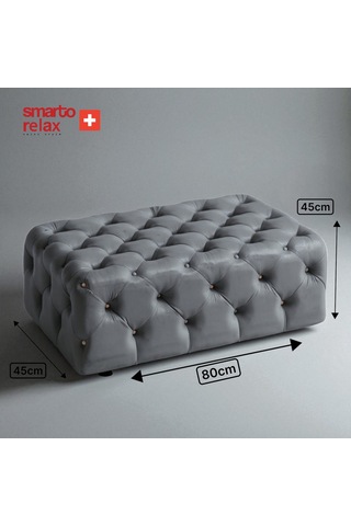 Smarto Relax Puf Swiss Style Guarda Ayaksız Kapitoneli Dekoratif 80x45x45 Cm Ayaksız Kapitoneli Dekoratif Puf Gri
