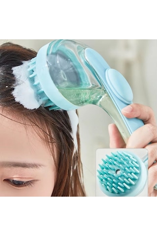 Silikon Hazneli Uzun Saplı Kafa Masajı Saç Yıkama Fırças