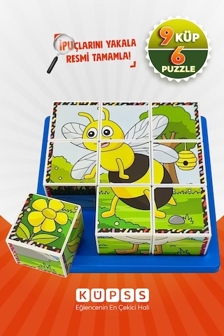 6 Farklı Uçan Hayvanlar Eğitici 3d Küp Puzzle 3 4 5 6 Yaş