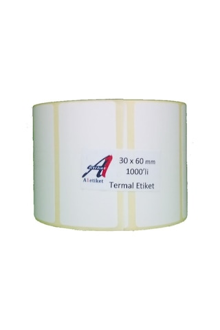 A1 Etiket 30 X 60 MM Barkot Etiketi Termal 1000'li 10 Rulo