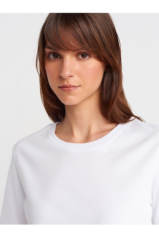 Dilvin 31763 Bisiklet Yaka T-shirt-beyaz Beyaz