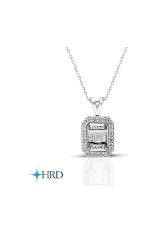 0.10 Ct Modern Tasarım Baget Kare Tektaş Kolye