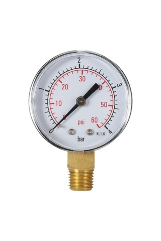 Youmex 50mm 1/4" Npt Metal Basınç Göstergesi - 0-60psi/0-4bar Çift Ölçekli Hidrolik Manometre