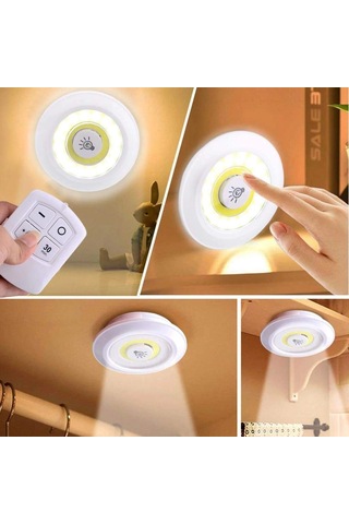 Uzaktan Kumandalı Yapışkanlı Led Spot Lamba 5365 Çok Renkli