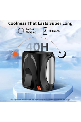 Xuweiwei Taşınabilir Bel Fanı Yeşil Metal Dekor 6 Hız 16000rpm Şarj Edilebilir 6000mah Nikel Pil Usb Şarj İç Dış Mekan Kullanımı