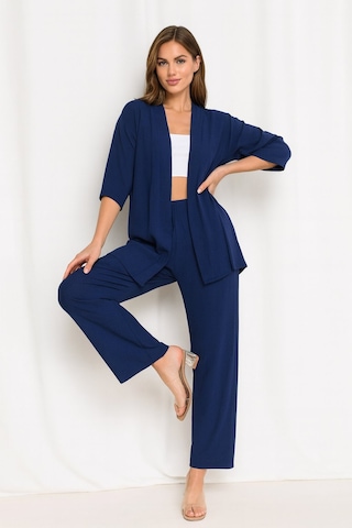 Bürümcük Kumaş Kimono Hırka Alt-üst Takım M-6xl Lacivert