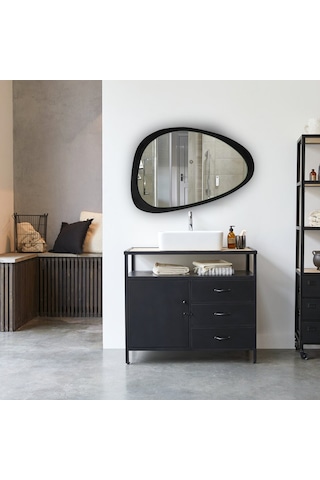 Dekoratif Ayna Siyah Çerçeve 70x50 Buzkan Siyah