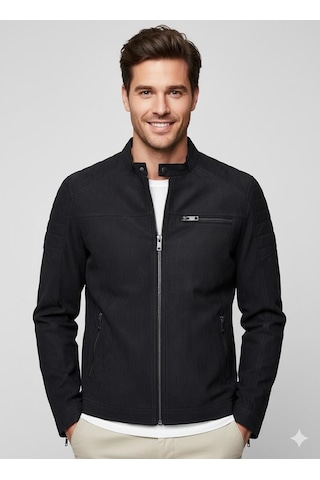 Jack & Jones Jjerocky Süet Deri Erkek Pu Deri Mont Jet Black Süet 12147218 Çok Renkli