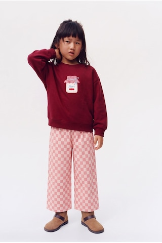 Magu Kız Çocuk Pamuklu Baskılı Bordo Sweatshirt Ve Eşofman Takımı Çok Renkli