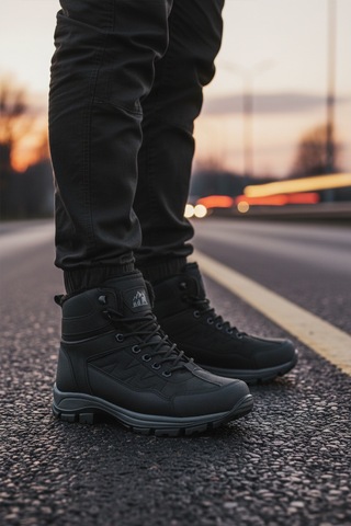 Siyah İçi Kürklü Soğuğa Dirençli Kaymaz Taban Unisex Outdoor Bot 980 G Siyah