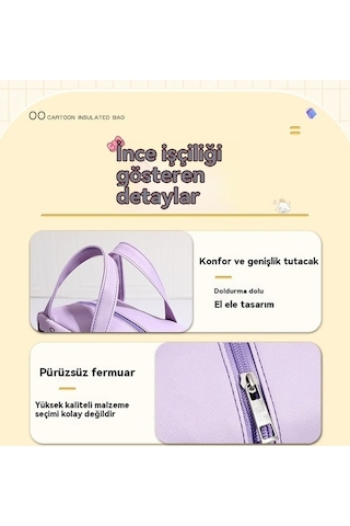 Pazly Kızınkalp Yalıtımlı Yemek Kutusu Çantası Açık Mor Renk Açık Mor