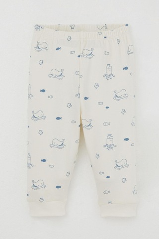 Breeze Erkek Bebek Pijama Takımı Omuzdan Patlı Sevimli Deniz Hayvanları Desenli 4 Ay-1 Yaş, Krem Krem