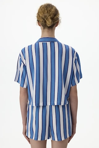 Penti Mavi Vacation Striped Gömlek Şort Pijama Takımı Bl97