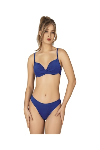 Endeep Kadın Düğüm Detaylı Destekli Mavi Bikini Takımı-mavi