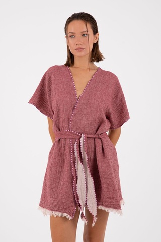 Dokubba - Kimono - Peştemal Kimono - Müslin Kimono - Selimiye Bordo Bordo