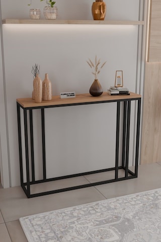 Metal Ayaklı Dresuar Dekoratif Raflı Dresuar Konsol Metal Dresuar 100 Cm Çam