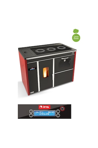 İfyıl Galata Plus 22Kw Kaloriferli Kuzineli Pellet Sobası