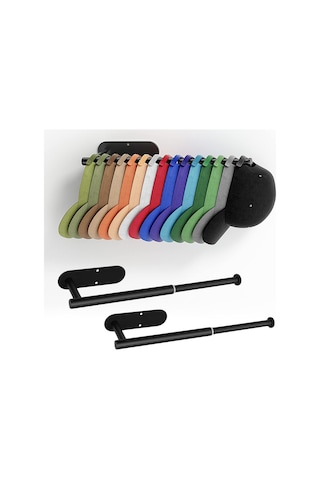 Qingmipy Çelik Şapka Askısı, 2'li Paket, 20-30 Şapka Kapasiteli, Duvar Veya Kapıya Monte Edilebilir, Pratik Ve Dayanıklı Siyah