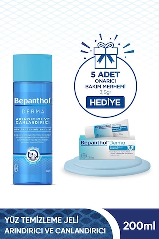 Bepanthol Derma ve Canlandırıcı Yüz Temizleme Jeli 200 ML + Onarıcı Bakım Merhemi 5 x 3.5 G