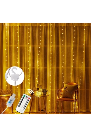 Peri Telli Led Perde Led Işık Kumandalı 300 Ledli 3X3 Metre Usbli Çok Renkli