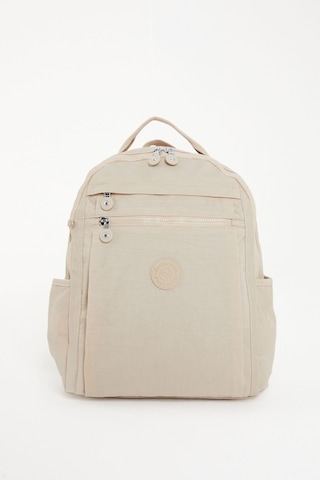 Sanmorris Unisex Suya Dayanıklı Krinkıl Kumaş Çok Gözlü Krem Laptop Okul Ve Sırt Çantası Krem